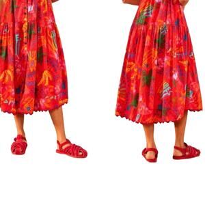 Farm Rio Zigzag Stitch Sandal In Red Size 8